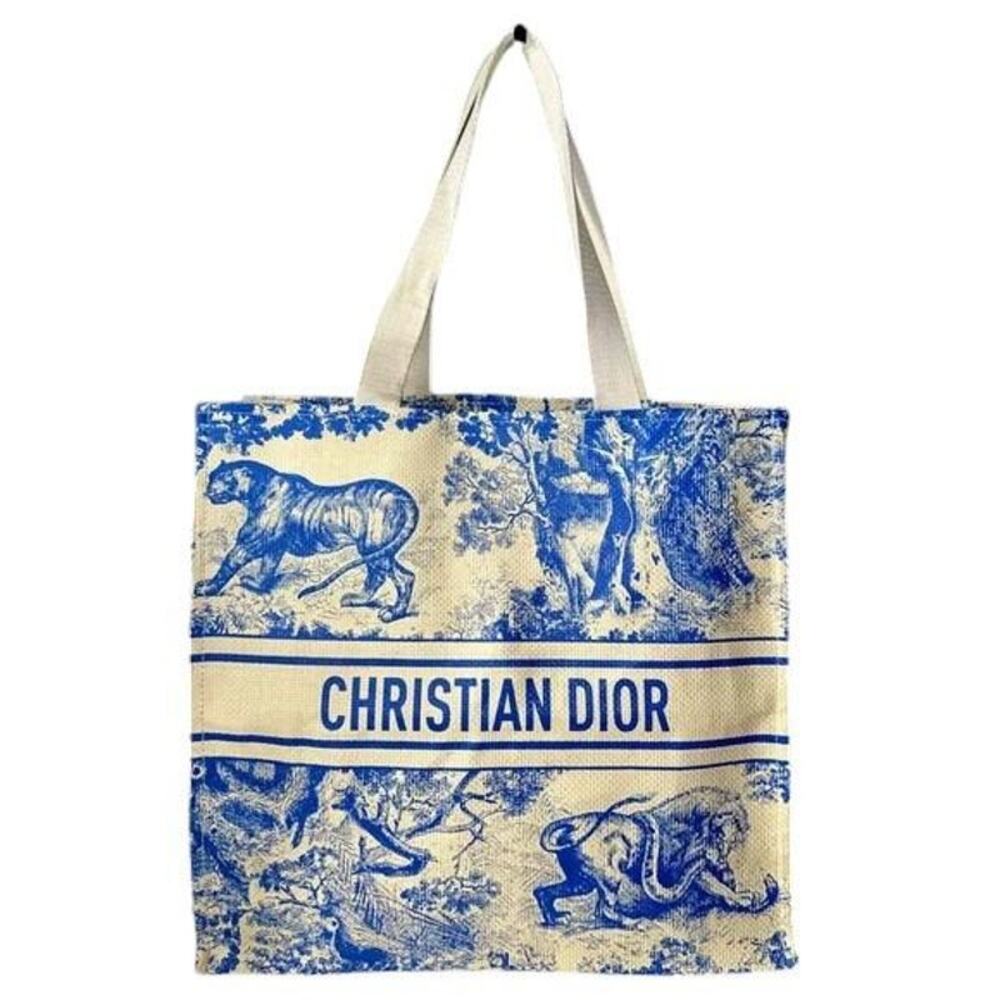 💎✨BEAUTIFUL✨💎 Authentic Christian Dior GWP Blue Dioriviera Straw Tote Bag